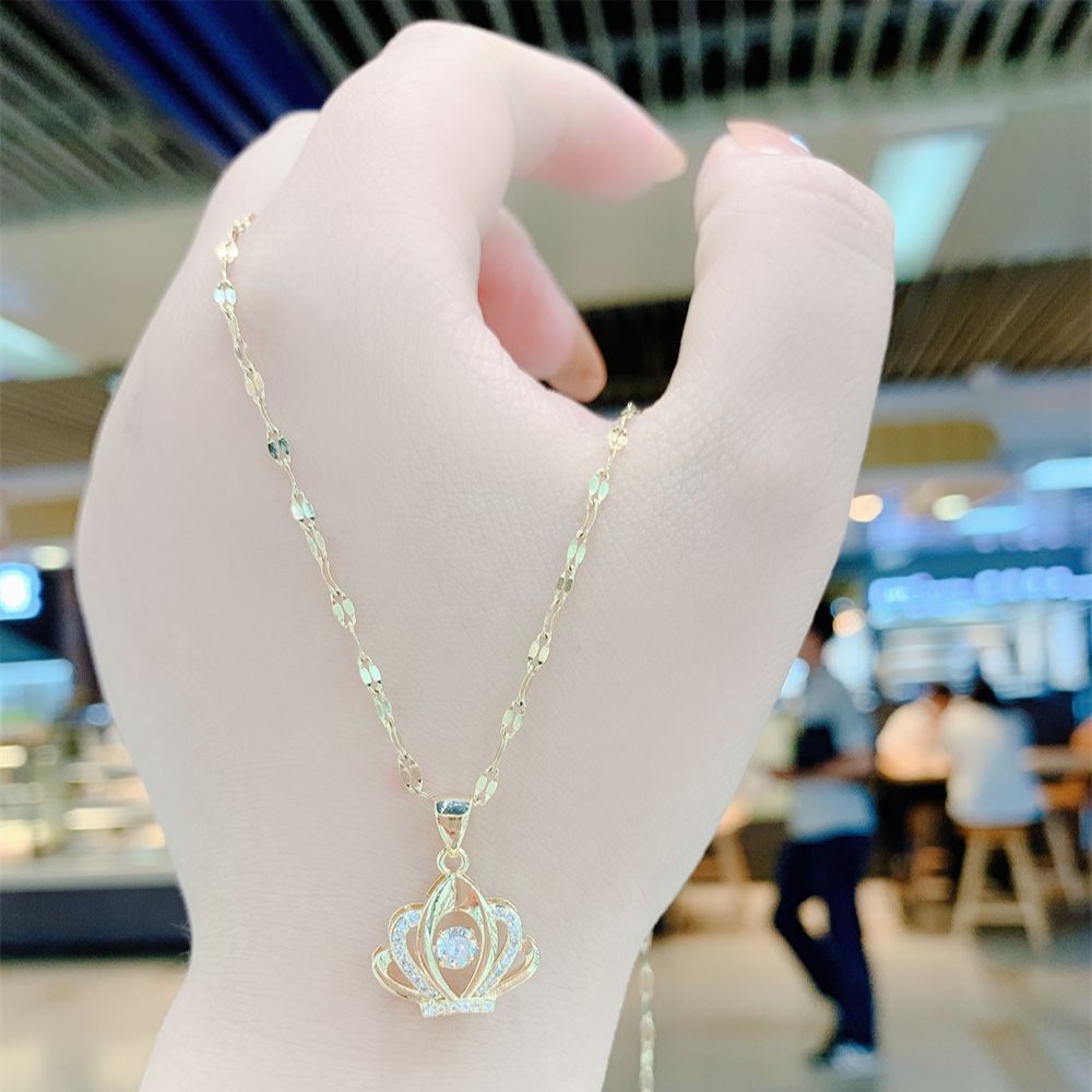 crown & charm – halskette mit zirkonia-anhänger in 11 zauberhaften designs - lunastein