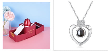 hot valentine's day gifts metal rose jewelry gift box necklace for wedding girlfriend necklace gifts schmuckneu