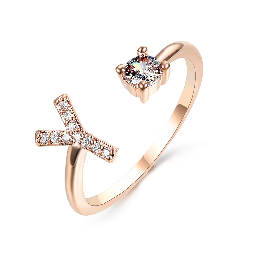love letter – verstellbarer initialen-ring mit zirkonia in gold, silber oder roségold - lunastein