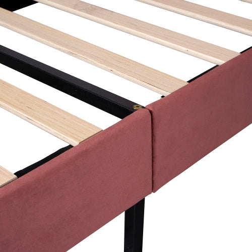 linen material with metal frame bed frame