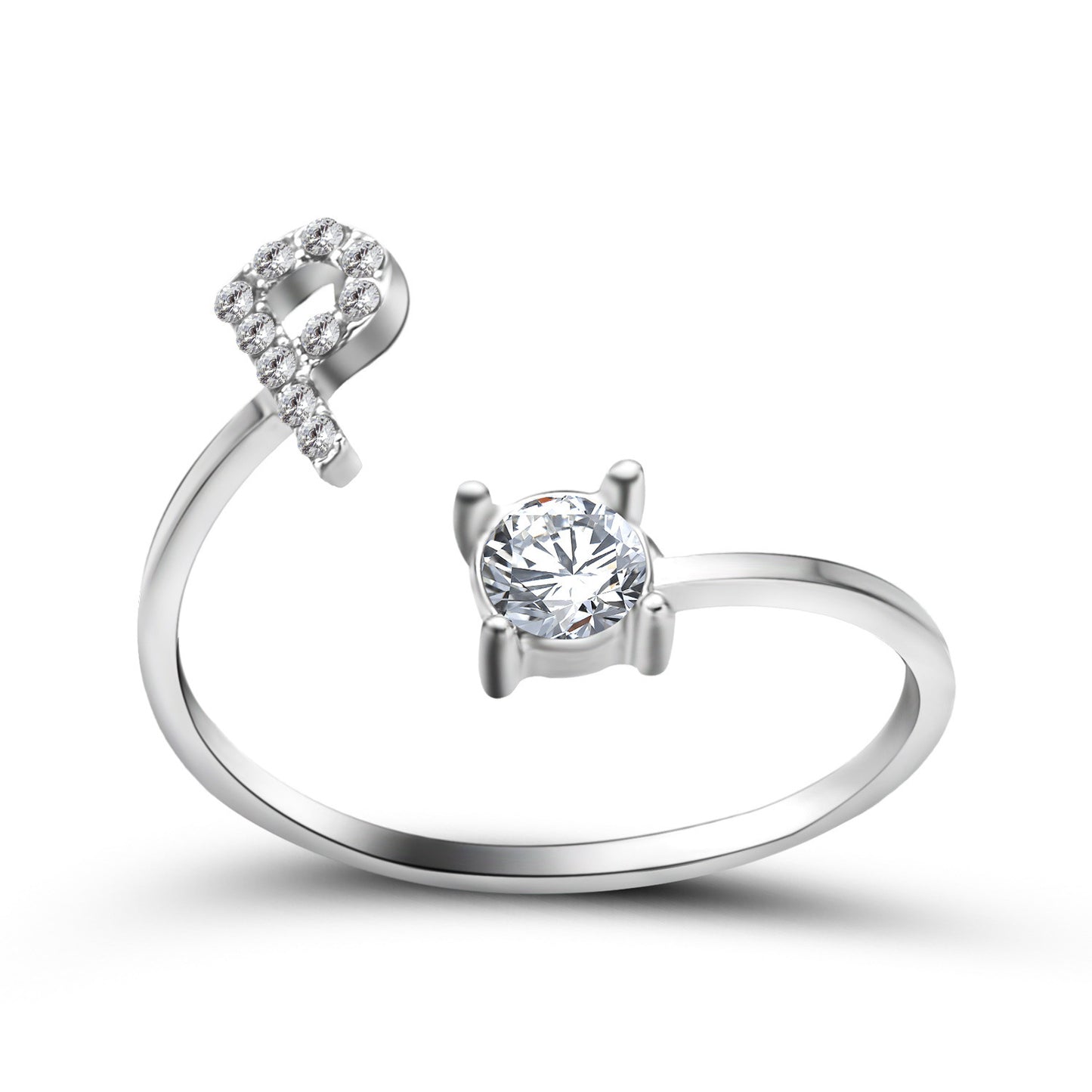 love letter – verstellbarer initialen-ring mit zirkonia in gold, silber oder roségold - lunastein
