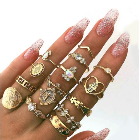 diamond z – 19 style ringsets mit funkelnden zirkonia & opal-akzenten - lunastein - schmuck