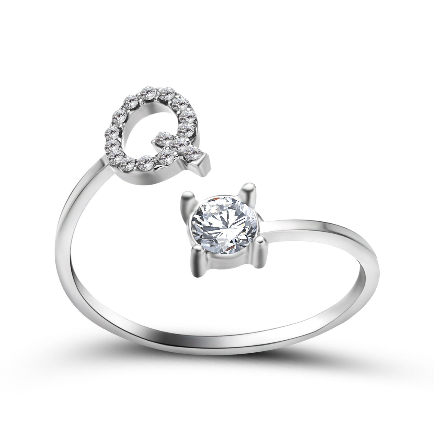 love letter – verstellbarer initialen-ring mit zirkonia in gold, silber oder roségold - lunastein