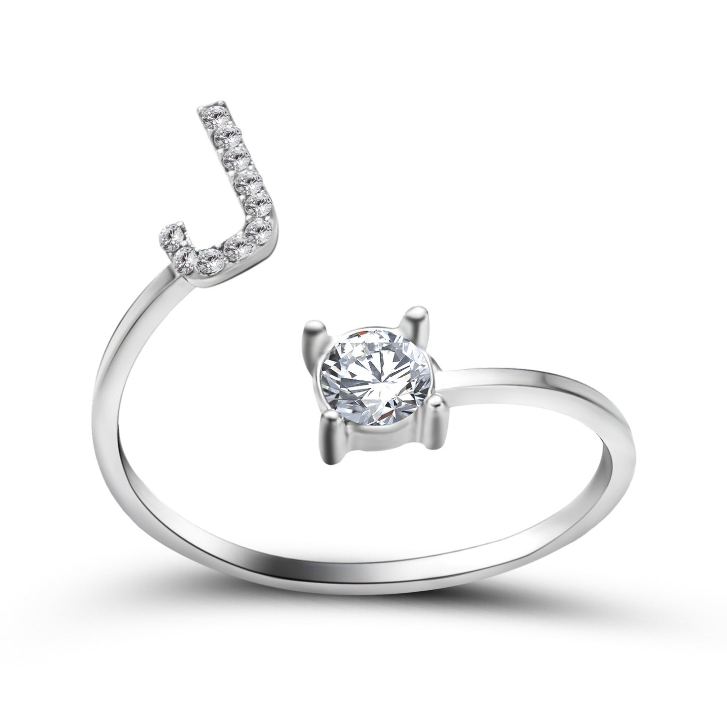 love letter – verstellbarer initialen-ring mit zirkonia in gold, silber oder roségold - lunastein