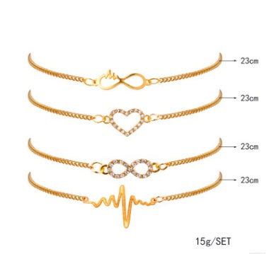 modyle gold color crystal wedding bracelets set cz stone heart bracelets bangles for woman - lunastein