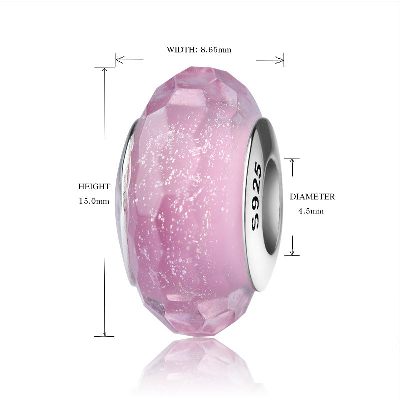 Blush Crystal Charm – Roséfarbene Glasperle in 925 Silber - Lunastein