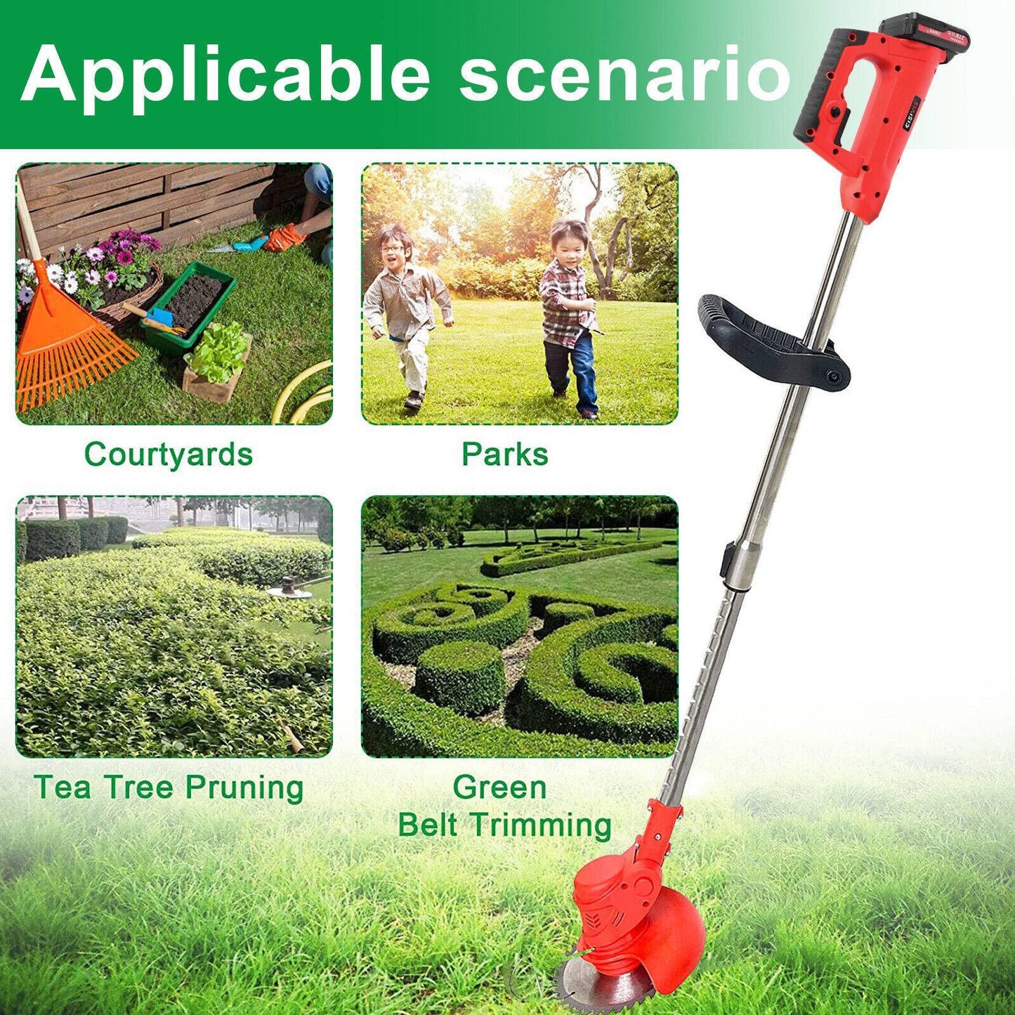 electric cordless lawn trimmer with 2 batteries and charger brush cutter brushcutter red schmuckneu