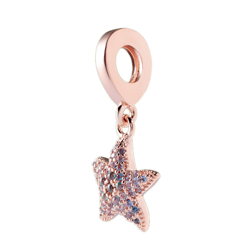 Shiny Ocean Charm – Roségoldener Seestern-Anhänger mit Zirkonia aus 925 Silber - Lunastein