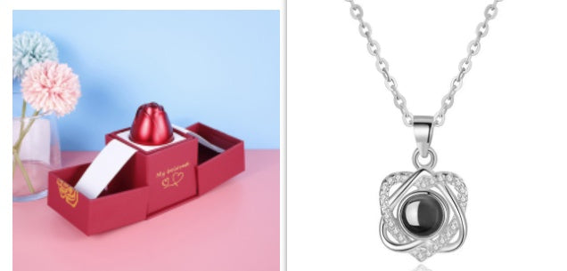 hot valentine's day gifts metal rose jewelry gift box necklace for wedding girlfriend necklace gifts schmuckneu