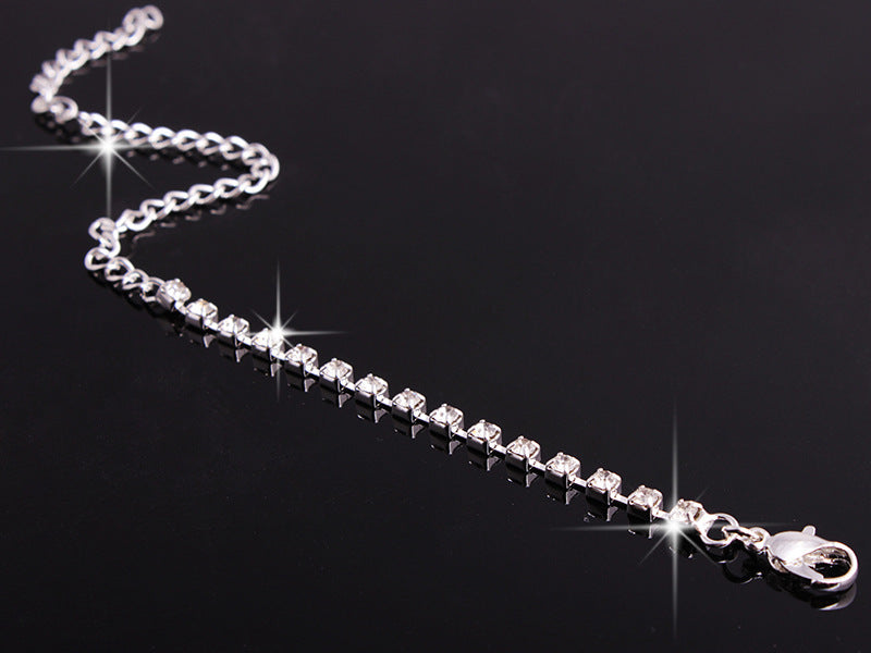 4 Pieces Rhinestones Necklace Set With Earrings Ring And Bracelet Fashion Jewelry For Women - Lunastein