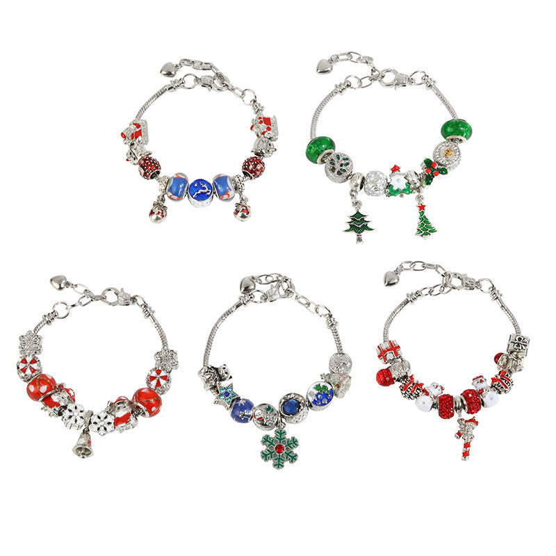 winterwunder-charms – charm armband mit schneeflocken & glöckchen - lunastein