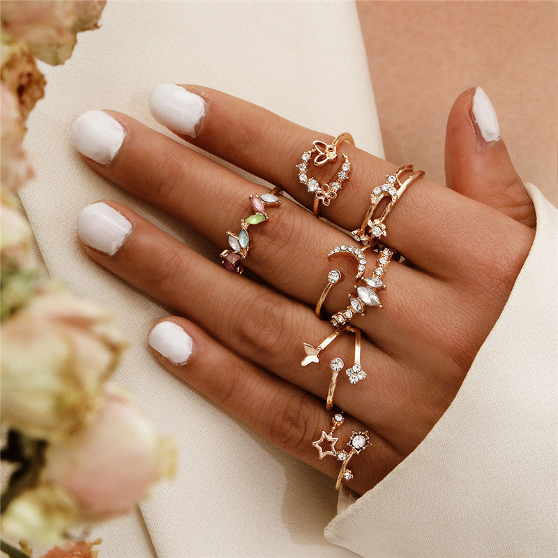 retro women's joint ring ring set - lunastein
