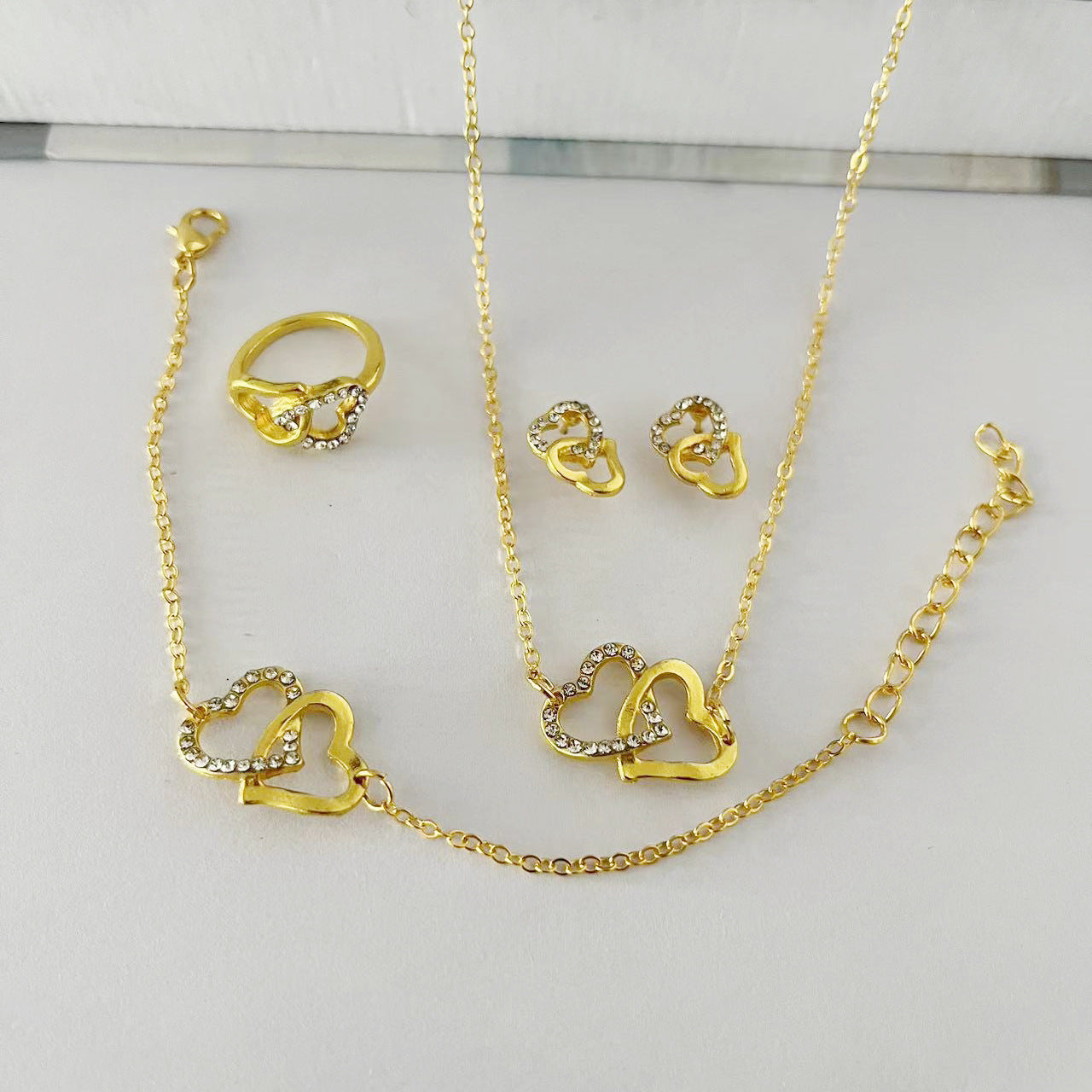 5pcs fashion butterfly pendants necklace earrings ring bracelet sets for women jewelry set bridal wedding jewelry gift - lunastein