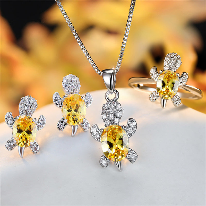 rainbow turtle necklace – schildkröten-kette mit zirkonia in 16 farben - lunastein