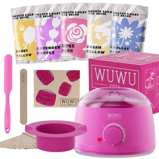 Waxing Kit 19 Items, WUWUVISTA Hair Removal Wax Kit With Wax Melt Warmer Waxing Beads For Face, Brazilian, Full Body, Bikini Suitable For Plugs Of American & European Specifications SchmuckNeu