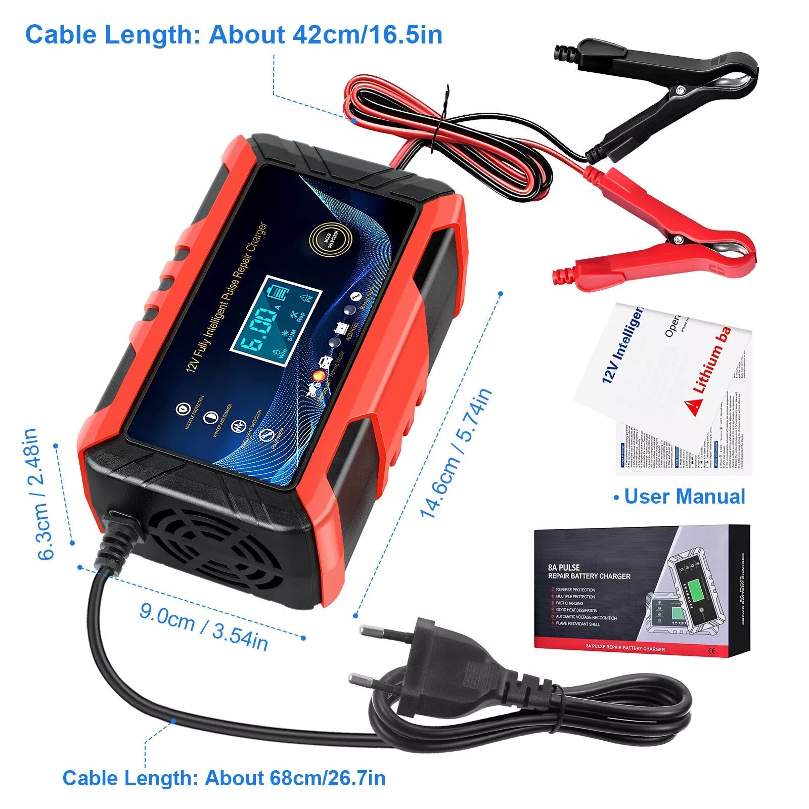 Car Intelligent Battery Charger Pulse Repair Trickle Charger 12V 6A Love Local Jewelry