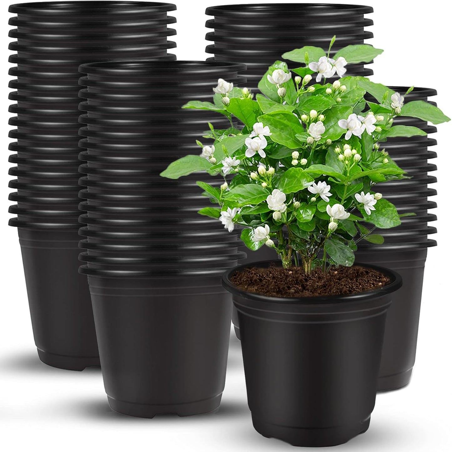 150pcs 10cm plant pots nursery pots black plastic flower pot