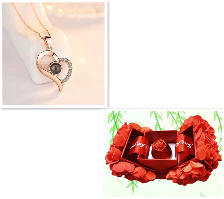 hot valentine's day gifts metal rose jewelry gift box necklace for wedding girlfriend necklace gifts schmuckneu