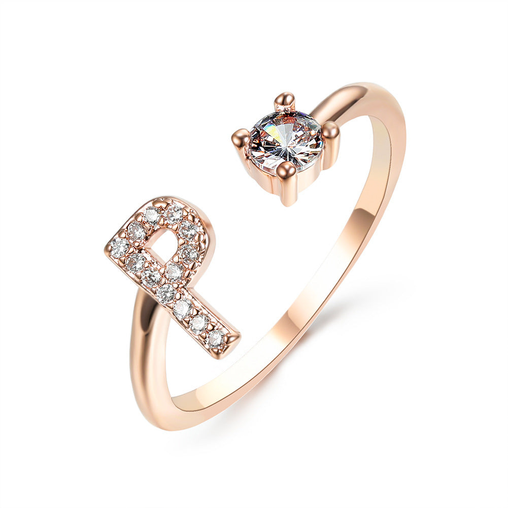love letter – verstellbarer initialen-ring mit zirkonia in gold, silber oder roségold - lunastein