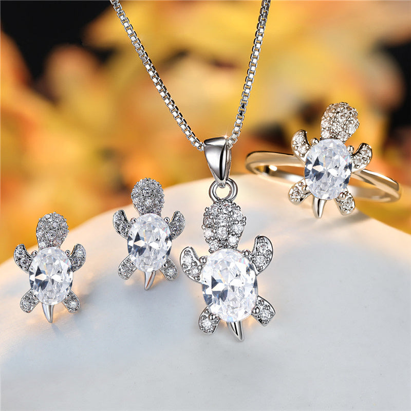 rainbow turtle necklace – schildkröten-kette mit zirkonia in 16 farben - lunastein
