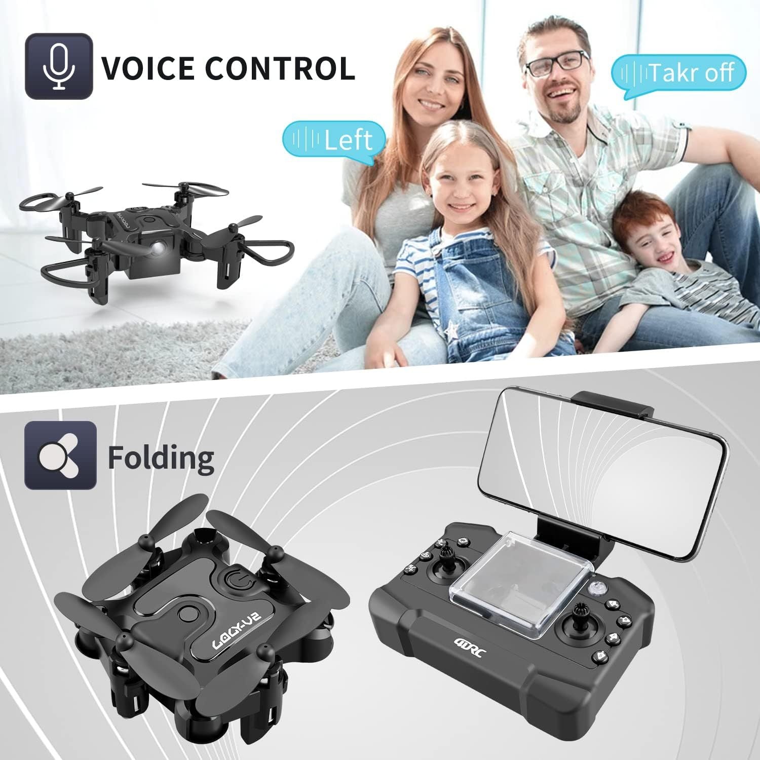 DE 4DRC V2 Mini Drone Selfie WIFI FPV With HD Camera Foldable Arm RC Quadcopter Toy SchmuckNeu