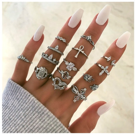 diamond z – 19 style ringsets mit funkelnden zirkonia & opal-akzenten - lunastein - schmuck