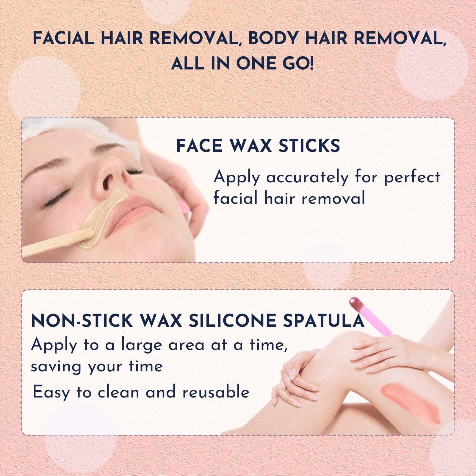 Waxing Kit 11 Items WUWUVISTA Hair Removal Wax Kit With Wax Melt Warmer Waxing Beads For Face,Brazilian,Full Body,Bikini,Sensitiive Skin Suitable For Plugs Of American, European Specification SchmuckNeu