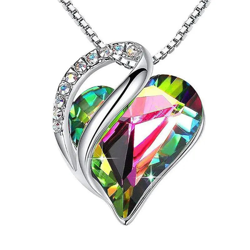 crystal embrace – herz-halskette aus 925er silber mit funkelndem zirkonia in 6 farben - lunastein