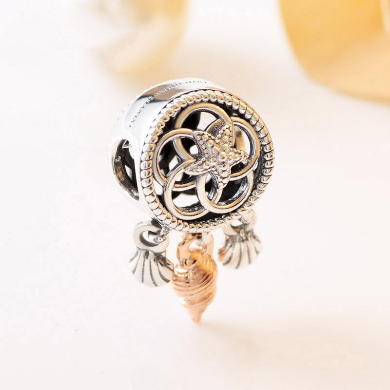Dreamcatcher Charm – 925er Silber-Charm mit Muschel & Seestern - Lunastein