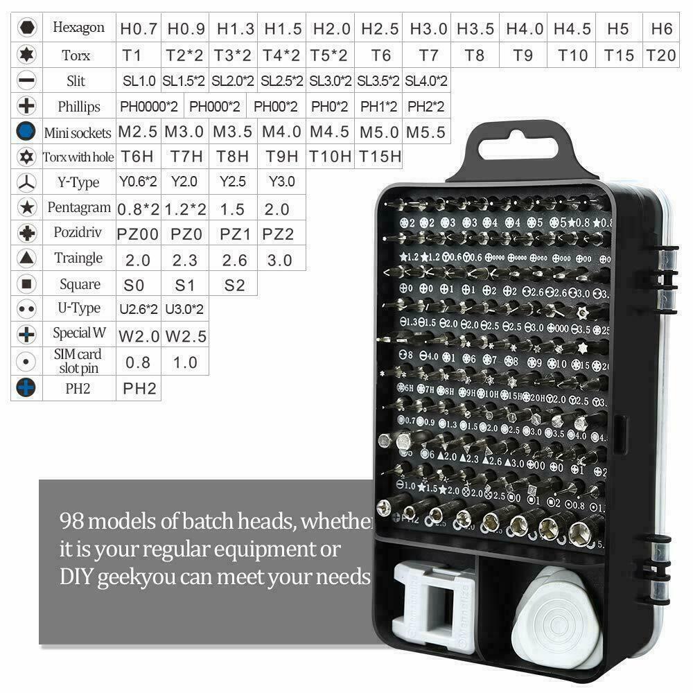 115x Torx Precision Mechanics Screwdriver Set Mini Screwdriver Bit Set Mobile Phones SchmuckNeu