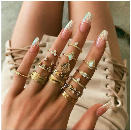 diamond z – 19 style ringsets mit funkelnden zirkonia & opal-akzenten - lunastein - schmuck
