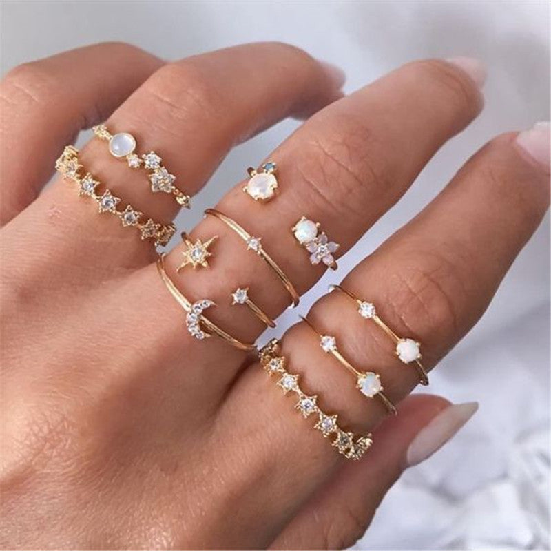 retro women's joint ring ring set - lunastein