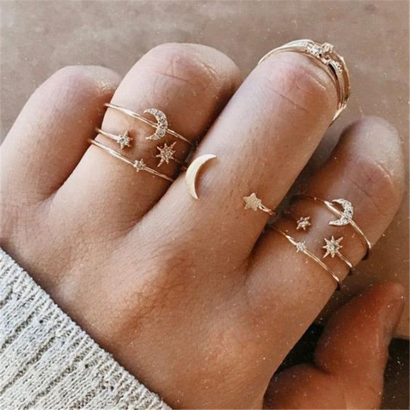 retro women's joint ring ring set - lunastein