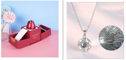 hot valentine's day gifts metal rose jewelry gift box necklace for wedding girlfriend necklace gifts schmuckneu