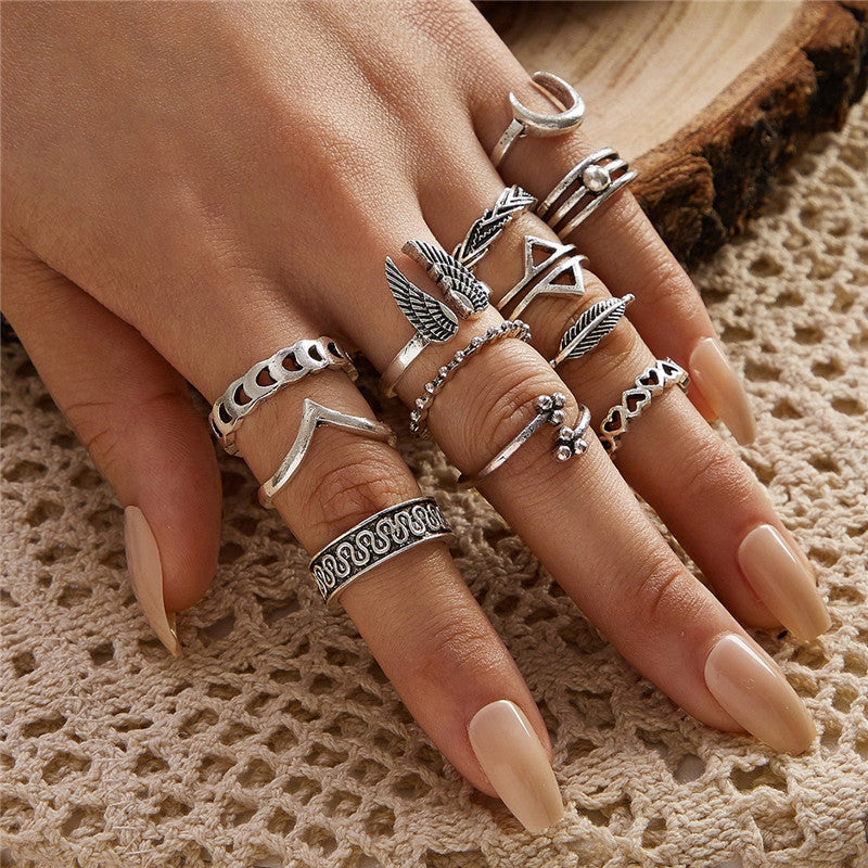 retro women's joint ring ring set - lunastein