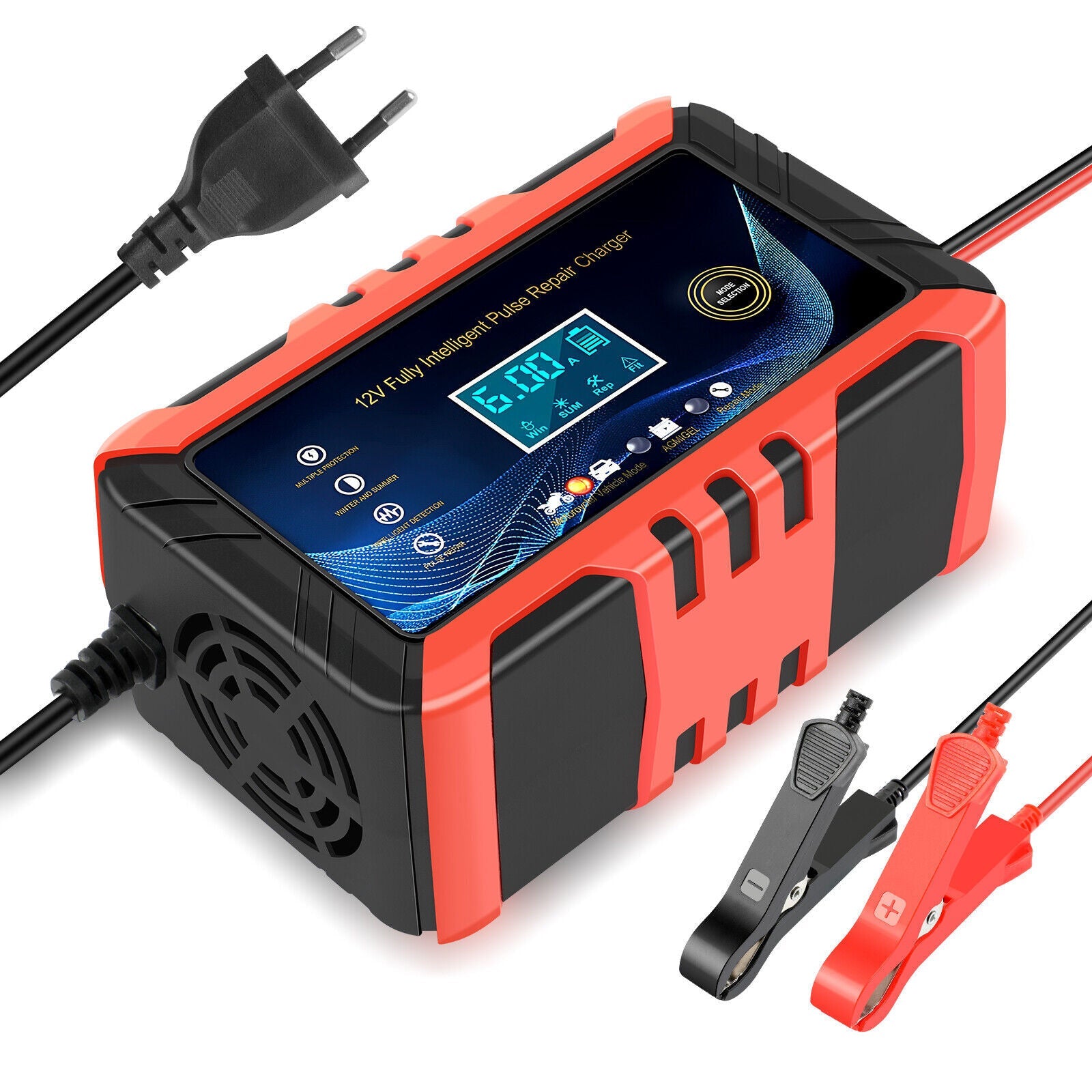 Car Intelligent Battery Charger Pulse Repair Trickle Charger 12V 6A Love Local Jewelry