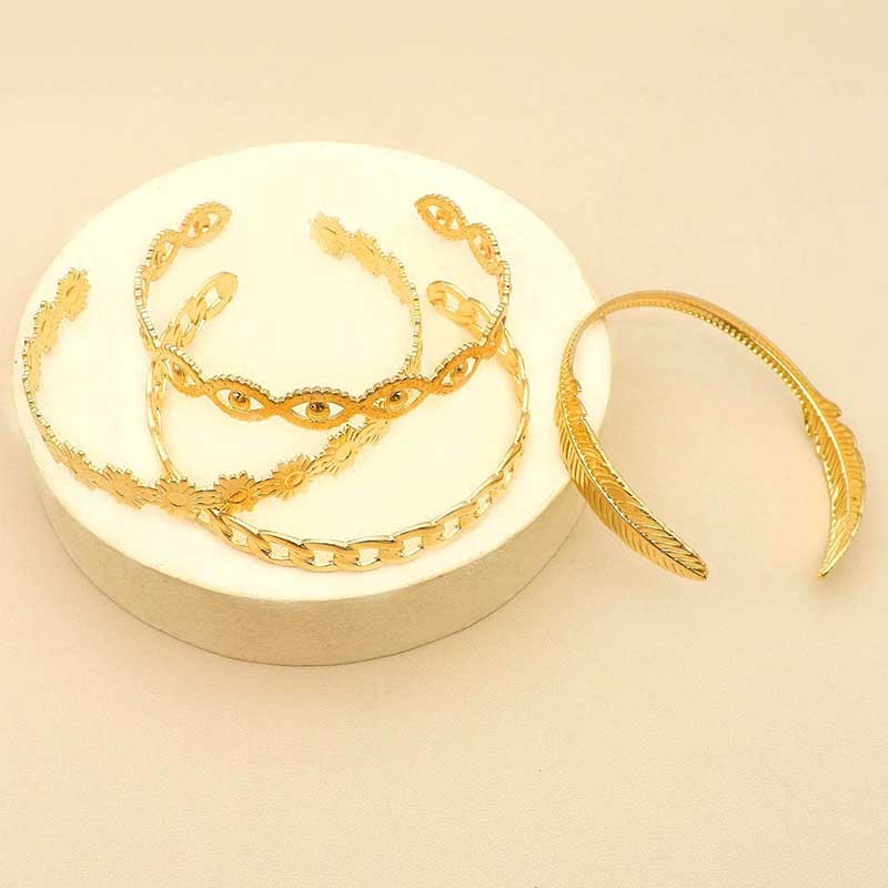 women's flower chain leaf eye bracelet set - lunastein