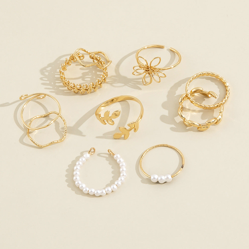 openwork flower set ring simple glossy - lunastein