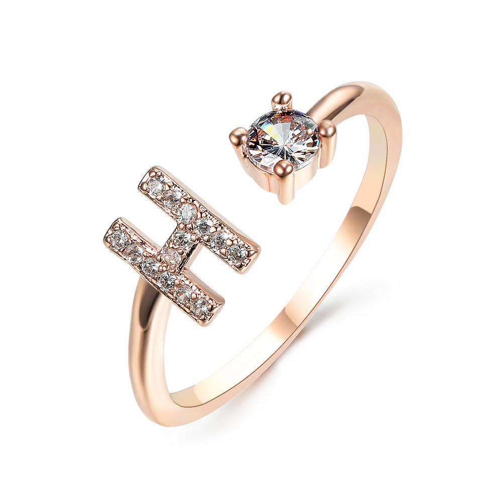 love letter – verstellbarer initialen-ring mit zirkonia in gold, silber oder roségold - lunastein