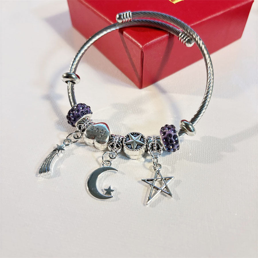 sonnenmondzauber – charm-armband mit sonne, mond & stern - lunastein