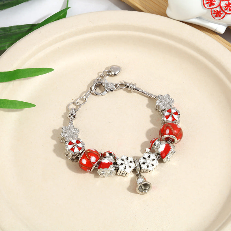 winterwunder-charms – charm armband mit schneeflocken & glöckchen - lunastein