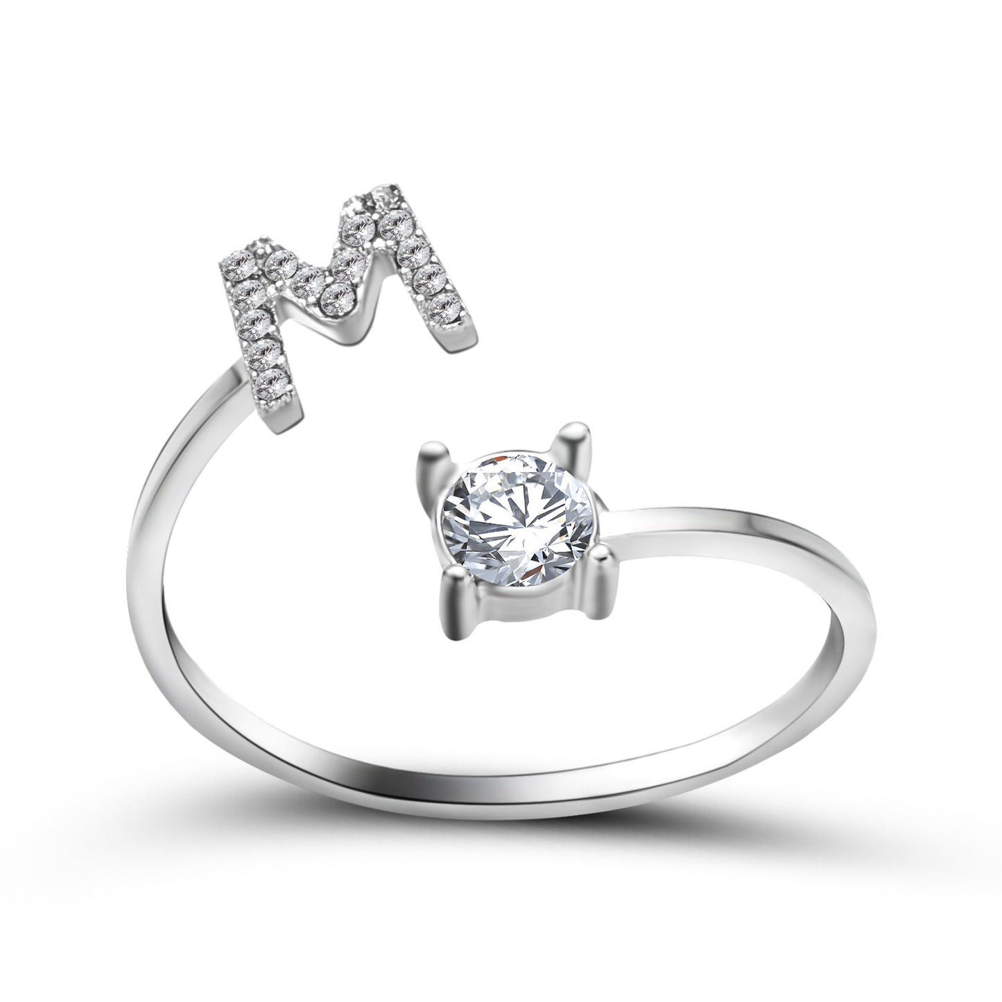 love letter – verstellbarer initialen-ring mit zirkonia in gold, silber oder roségold - lunastein