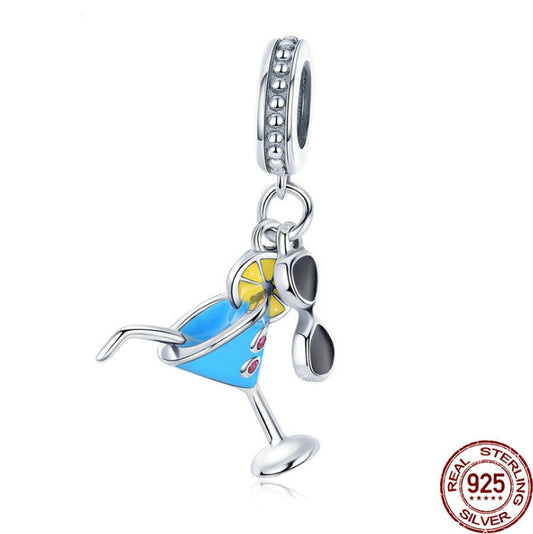 Summer Vibes Charm 2025 – Cocktail & Sonnenbrille in 925er Silber - Lunastein