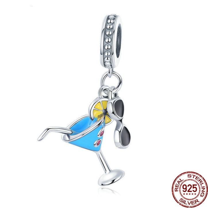 summer vibes charm 2025 – cocktail & sonnenbrille in 925er silber - lunastein