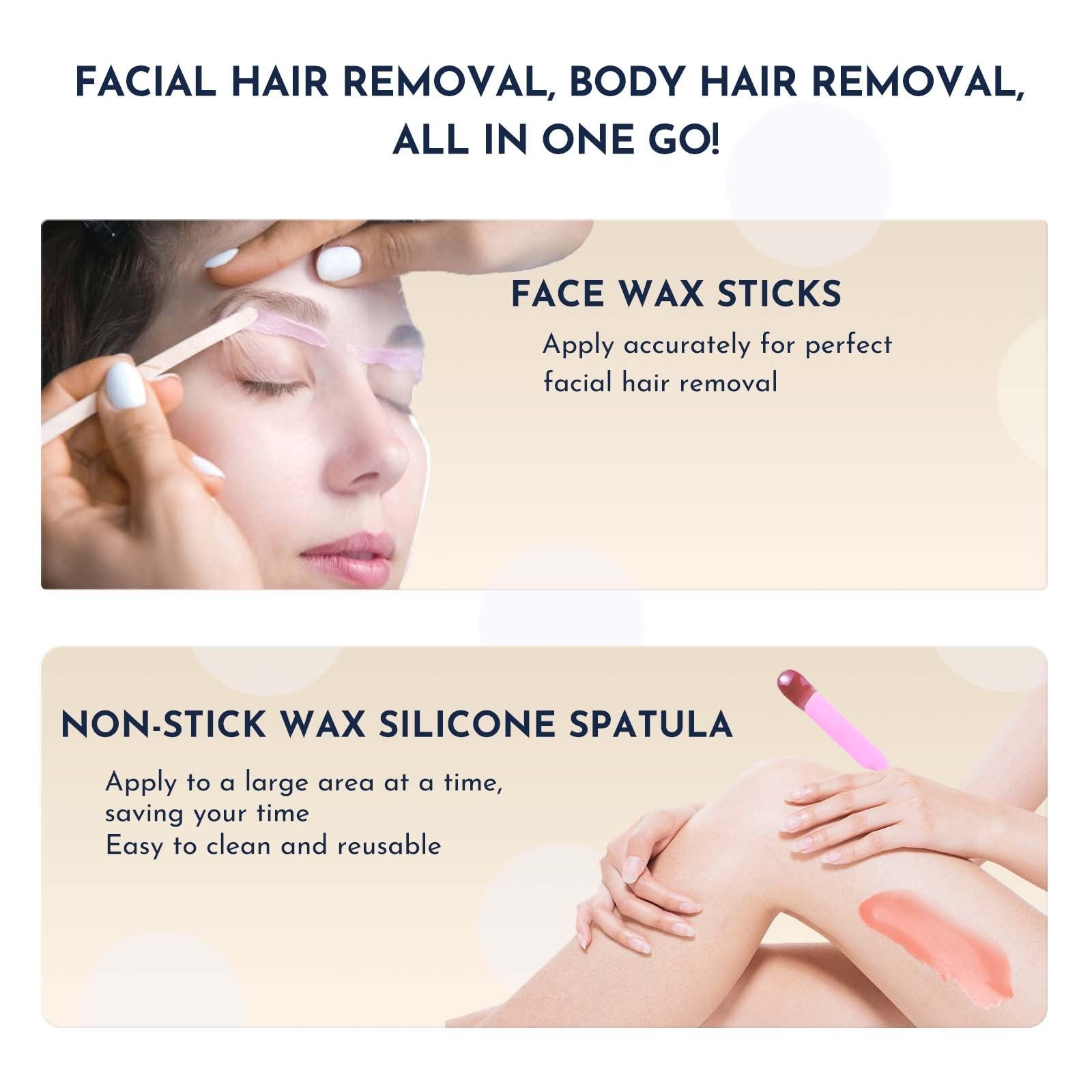 Waxing Kit WUWUVISTA 23 Items Hair Removal Wax Kit With Wax Warmer Waxing Beads For Face, Brazilian, Full Body, Bikini, Sensitiive Skin  Skin Suitable For Plugs Of American, European Specification SchmuckNeu