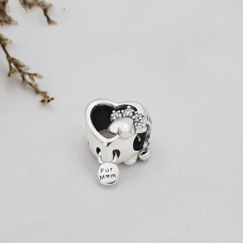 Für Mom Heart Charm – Pfotenabdruck-Anhänger aus 925 Silber - Lunastein