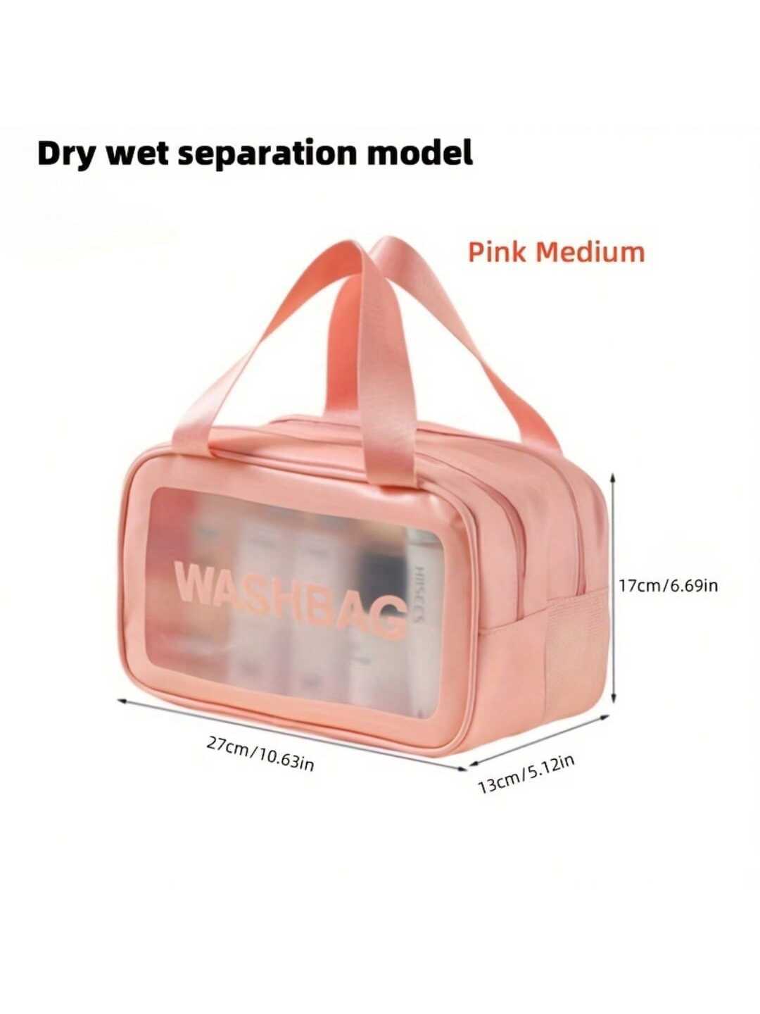 fashionable travel makeup bag with pvc lining, letter design handbag perfect for gym, business, or travel schmuckneu