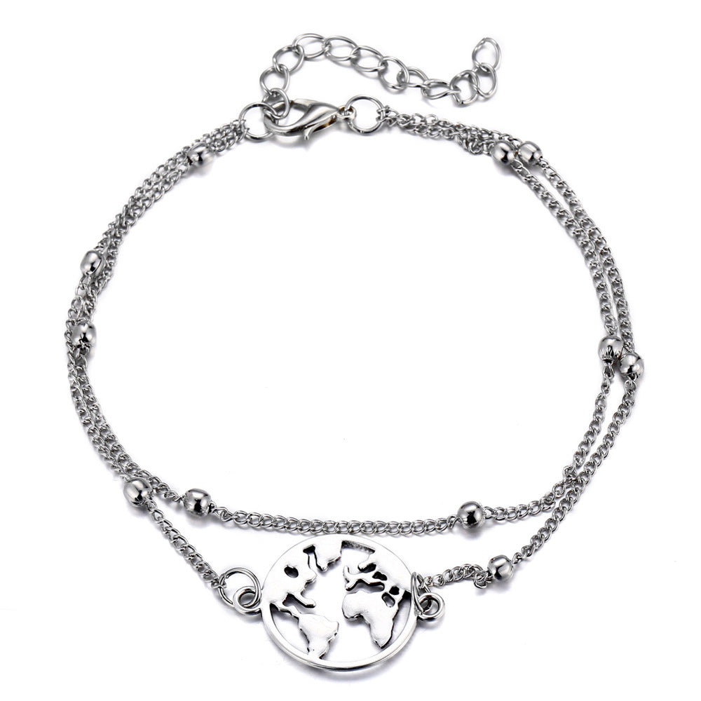 wanderlove – 3-teiliges fußkettchen-set in silber mit symbolen - lunastein - schmuck