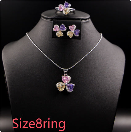 clover zircon diamond jewellery set women - lunastein