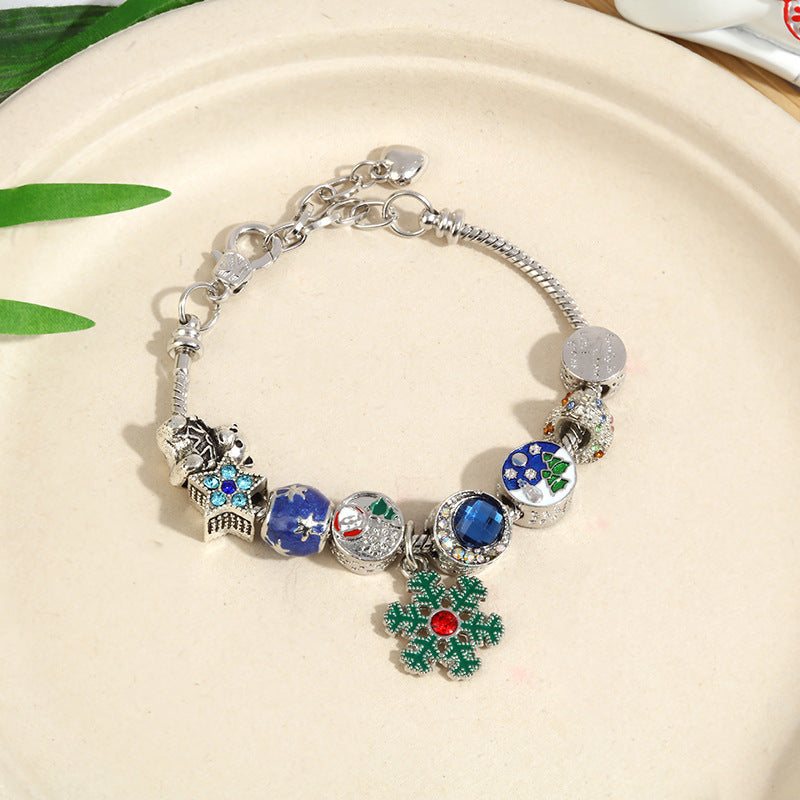 winterwunder-charms – charm armband mit schneeflocken & glöckchen - lunastein